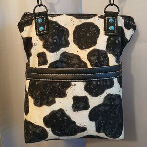 New Travel Sling Crossbody Bag Western Cow print Cream Black Turquoise Cowgirl